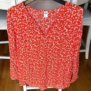 Old Navy Vibrant Red Floral Top